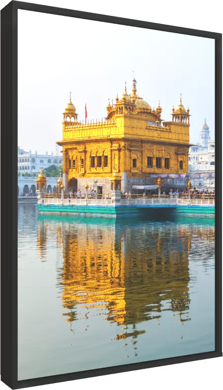 Majestic Golden Temple Amritsar Wall Art — floater frame preview | PrintPosters.in